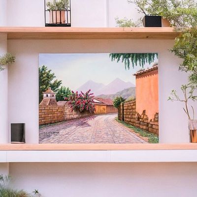 Alternate image for Signed and Stretched Realist Painting of Colorful Street Las Animas Street II