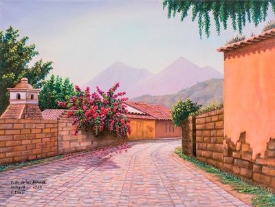 Alternate image for Signed and Stretched Realist Painting of Colorful Street Las Animas Street II