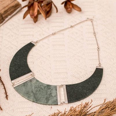 Primary image for Natural Jade Cabochon Statement Necklace from Guatemala Exuberant Green