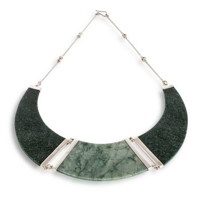 Alternate image for Natural Jade Cabochon Statement Necklace from Guatemala Exuberant Green