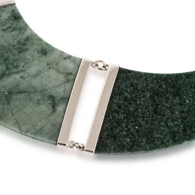 Alternate image for Natural Jade Cabochon Statement Necklace from Guatemala Exuberant Green
