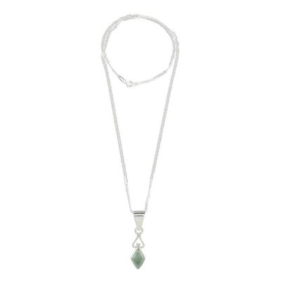 Alternate image for Diamond-Shaped Apple Green Jade Pendant Necklace Guatemala Marvelous Apple Green Diamond