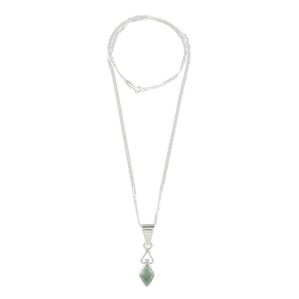 Alternate image for Diamond-Shaped Apple Green Jade Pendant Necklace Guatemala Marvelous Apple Green Diamond