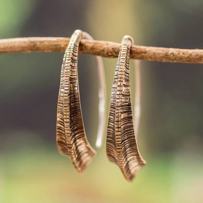 Alternate image for Oxidized Sterling Silver Half-Hoop Earrings from Guatemala Anticlastic Florentino