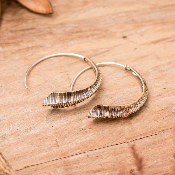 Alternate image for Oxidized Sterling Silver Half-Hoop Earrings from Guatemala Anticlastic Florentino
