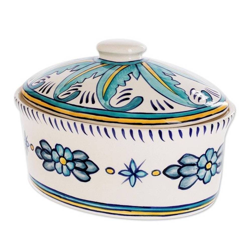 Ceramic Handcrafted Oven-Safe Deep Casserole Dish 'Bermuda'
