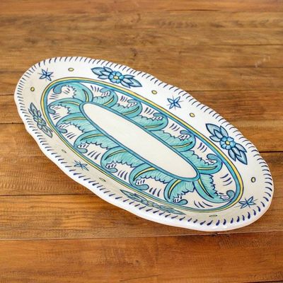 Primary image for Floral Ceramic Serving Platter Crafted in Guatemala Bermuda