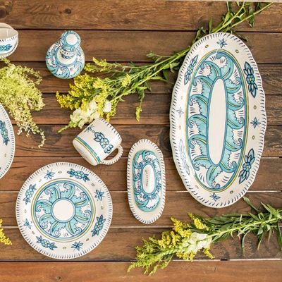 Alternate image for Floral Ceramic Serving Platter Crafted in Guatemala Bermuda