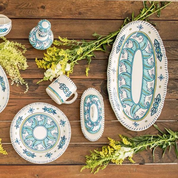 Alternate image for Floral Ceramic Serving Platter Crafted in Guatemala Bermuda