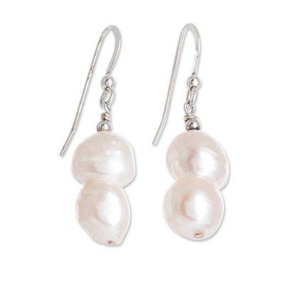 Alternate image for White Baroque Cultured Pearl Earrings Baroque Beauty