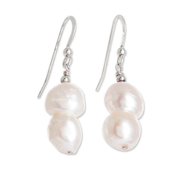 Alternate image for White Baroque Cultured Pearl Earrings Baroque Beauty