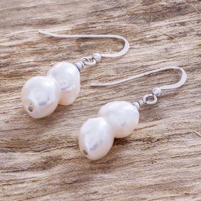 Alternate image for White Baroque Cultured Pearl Earrings Baroque Beauty