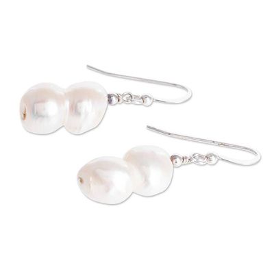 Alternate image for White Baroque Cultured Pearl Earrings Baroque Beauty