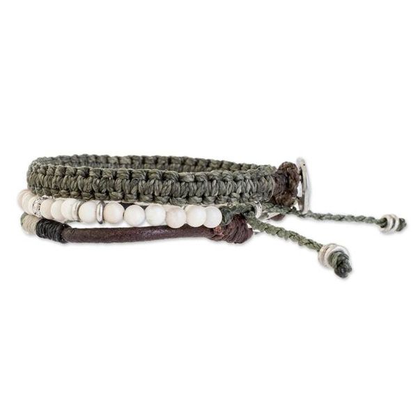 Alternate image for Neutral Tones Macrame Bracelets from Guatemala Set of 3 Highland Elements