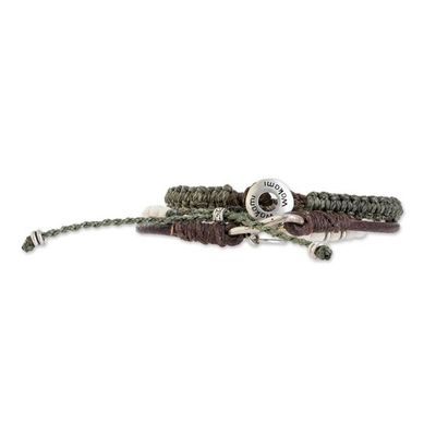 Alternate image for Neutral Tones Macrame Bracelets from Guatemala Set of 3 Highland Elements