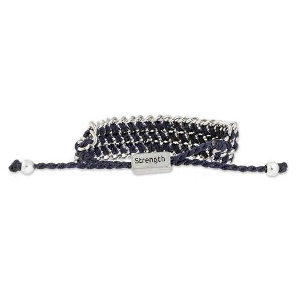Alternate image for Hand-Knotted Wristband Bracelet in Navy with Metal Bold Mail in Navy