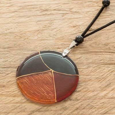 Alternate image for Multicolor Art Glass Pendant Necklace from Costa Rica Dawn Eclipse