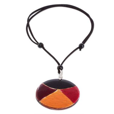 Alternate image for Multicolor Art Glass Pendant Necklace from Costa Rica Dawn Eclipse