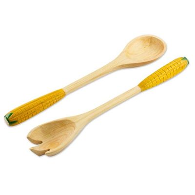 Alternate image for Cypress wood salad serving set Pair Golden Corn