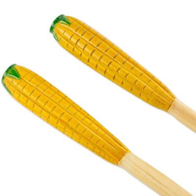 Alternate image for Cypress wood salad serving set Pair Golden Corn