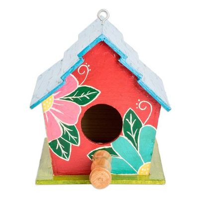 Alternate image for Classic Hand-Painted Floral Wood Birdhouse Made in Guatemala Primaveral Chants