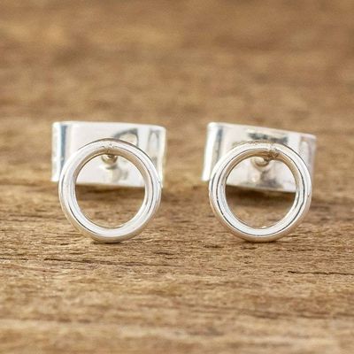 Primary image for Small Circular Sterling Silver Stud Earrings Circle Harmony