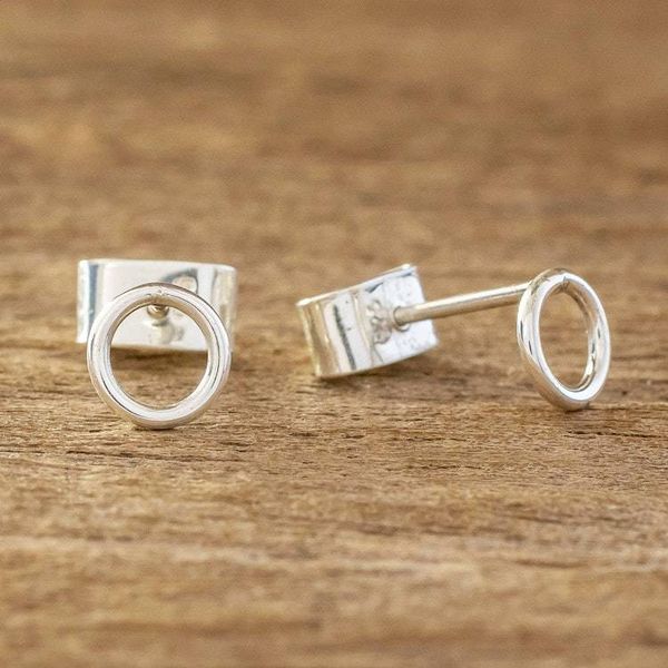 Alternate image for Small Circular Sterling Silver Stud Earrings Circle Harmony