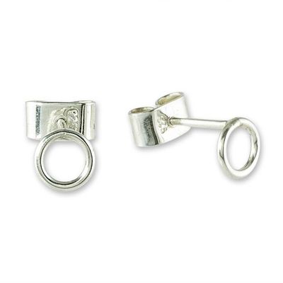 Alternate image for Small Circular Sterling Silver Stud Earrings Circle Harmony