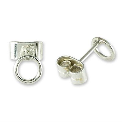 Alternate image for Small Circular Sterling Silver Stud Earrings Circle Harmony