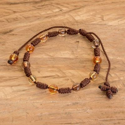 Alternate image for Franciscan Knot Unisex Macrame Beaded Bracelet in Brown Franciscan Knots