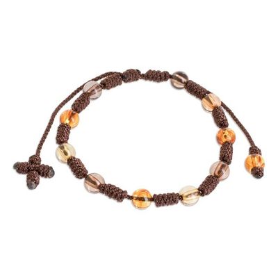 Alternate image for Franciscan Knot Unisex Macrame Beaded Bracelet in Brown Franciscan Knots