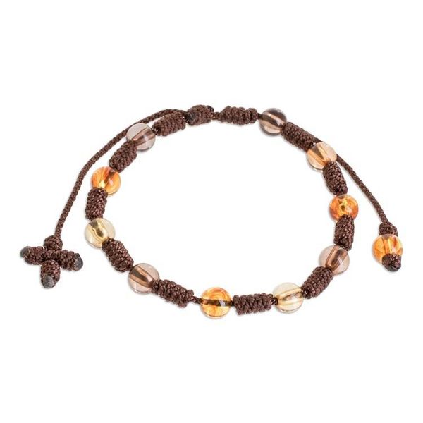 Alternate image for Franciscan Knot Unisex Macrame Beaded Bracelet in Brown Franciscan Knots
