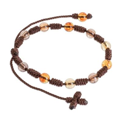 Alternate image for Franciscan Knot Unisex Macrame Beaded Bracelet in Brown Franciscan Knots