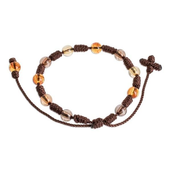 Alternate image for Franciscan Knot Unisex Macrame Beaded Bracelet in Brown Franciscan Knots