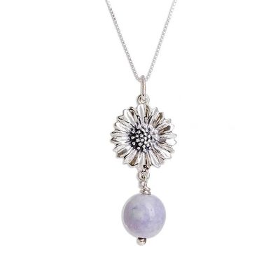Alternate image for Floral Lilac Jade Pendant Necklace from Guatemala Lilac Gerbera