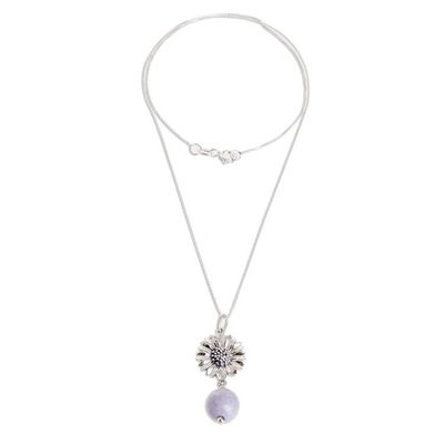Alternate image for Floral Lilac Jade Pendant Necklace from Guatemala Lilac Gerbera