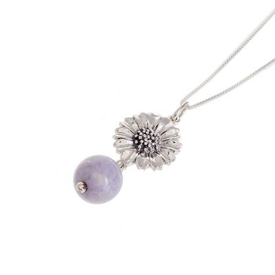 Alternate image for Floral Lilac Jade Pendant Necklace from Guatemala Lilac Gerbera