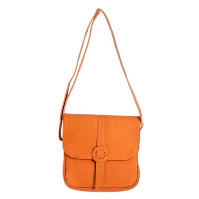 Alternate image for Handcrafted Orange Leather Shoulder Bag Sweet Combination
