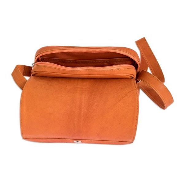 Alternate image for Handcrafted Orange Leather Shoulder Bag Sweet Combination