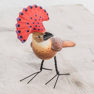 Alternate image for Hand-Painted Ceramic Royal Flycatcher Bird Figurine Royal Flycatcher
