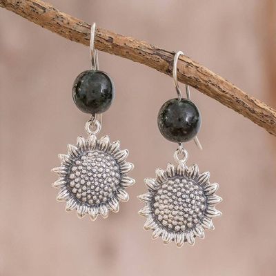 Primary image for Jade Sunflower Dangle Earrings from Guatemala Sunflower Nature