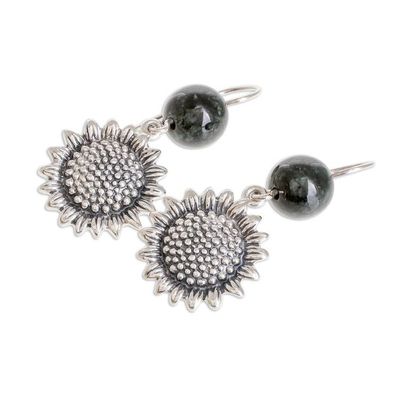 Alternate image for Jade Sunflower Dangle Earrings from Guatemala Sunflower Nature