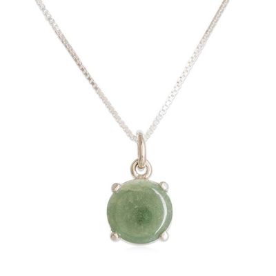 Alternate image for Classic Round Green Jade Sterling Silver Pendant Necklace Maya Sweets in Green