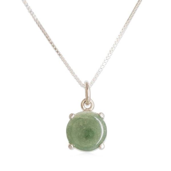 Alternate image for Classic Round Green Jade Sterling Silver Pendant Necklace Maya Sweets in Green