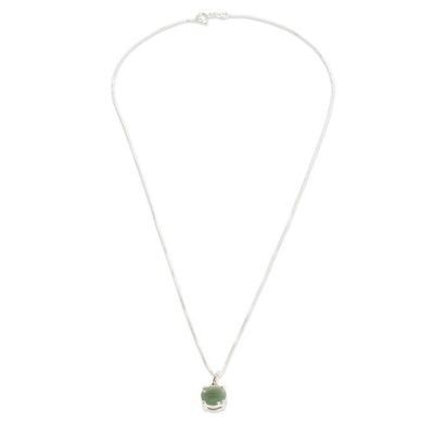 Alternate image for Classic Round Green Jade Sterling Silver Pendant Necklace Maya Sweets in Green