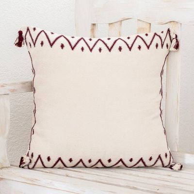 Alternate image for 100 Handwoven Cotton Throw Pillow Cover From Guatemala Zig Zag Silhouette