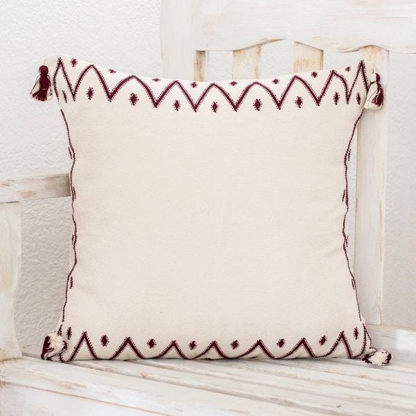 Alternate image for 100 Handwoven Cotton Throw Pillow Cover From Guatemala Zig Zag Silhouette
