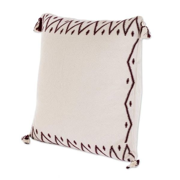 Alternate image for 100 Handwoven Cotton Throw Pillow Cover From Guatemala Zig Zag Silhouette