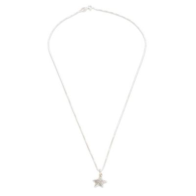 Alternate image for Ocean-Inspired Sterling Silver Starfish Pendant Necklace Reef Stardom