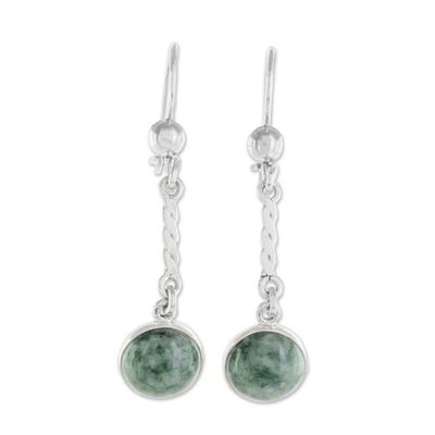 Alternate image for Sterling Silver Green Jade Dangle Earrings from Guatemala Drops of Hope